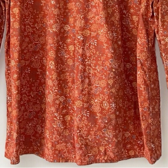 House of Harlow 1960 Josepha Floral Blouse Puff Long Sleeve Top Rust Size XS - Picture 4 of 14